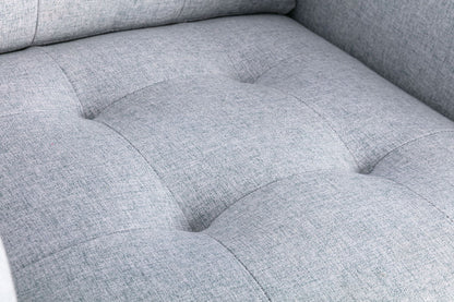 Victoria - Linen Fabric Loveseat With Metal Legs, Side Pockets, And Pillows - Light Gray