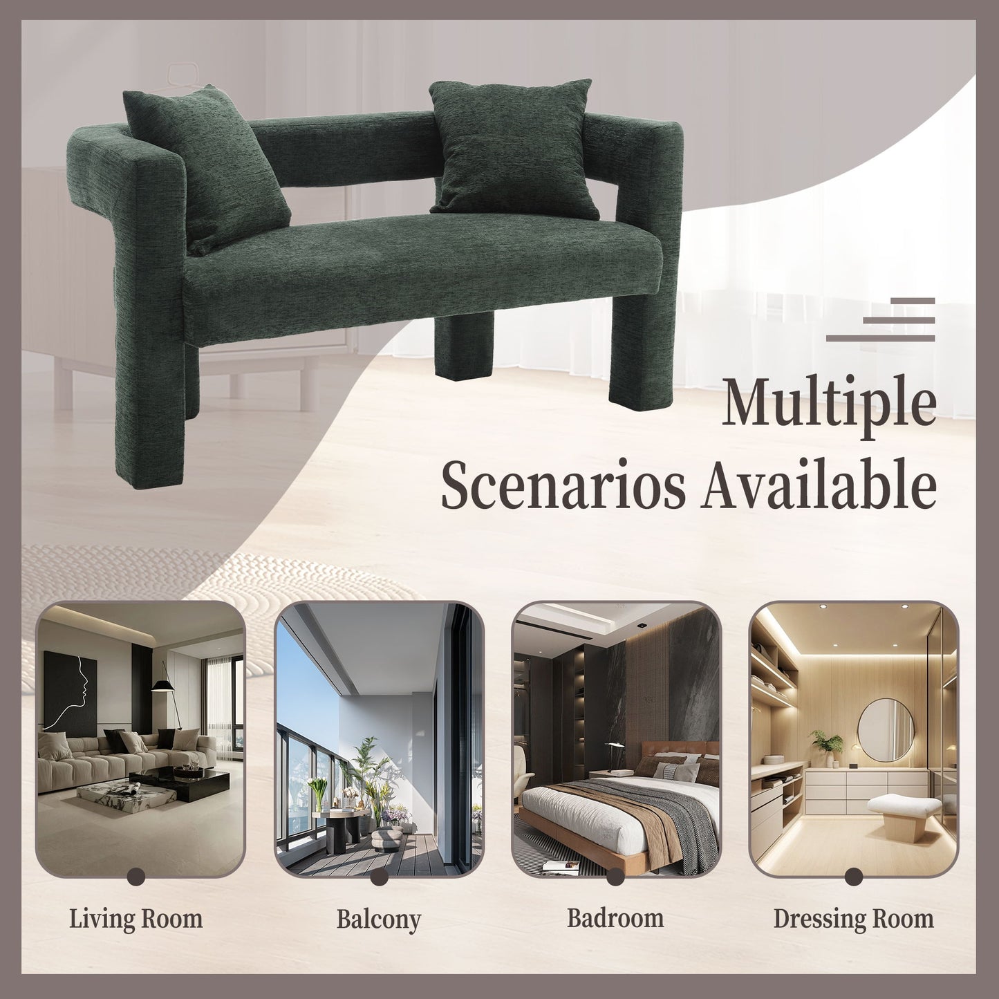 Modern Loveseat Sofa, Comfy Upholstered 2 Seater - Emerald