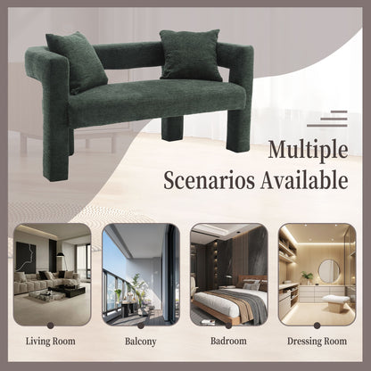 Modern Loveseat Sofa, Comfy Upholstered 2 Seater - Emerald