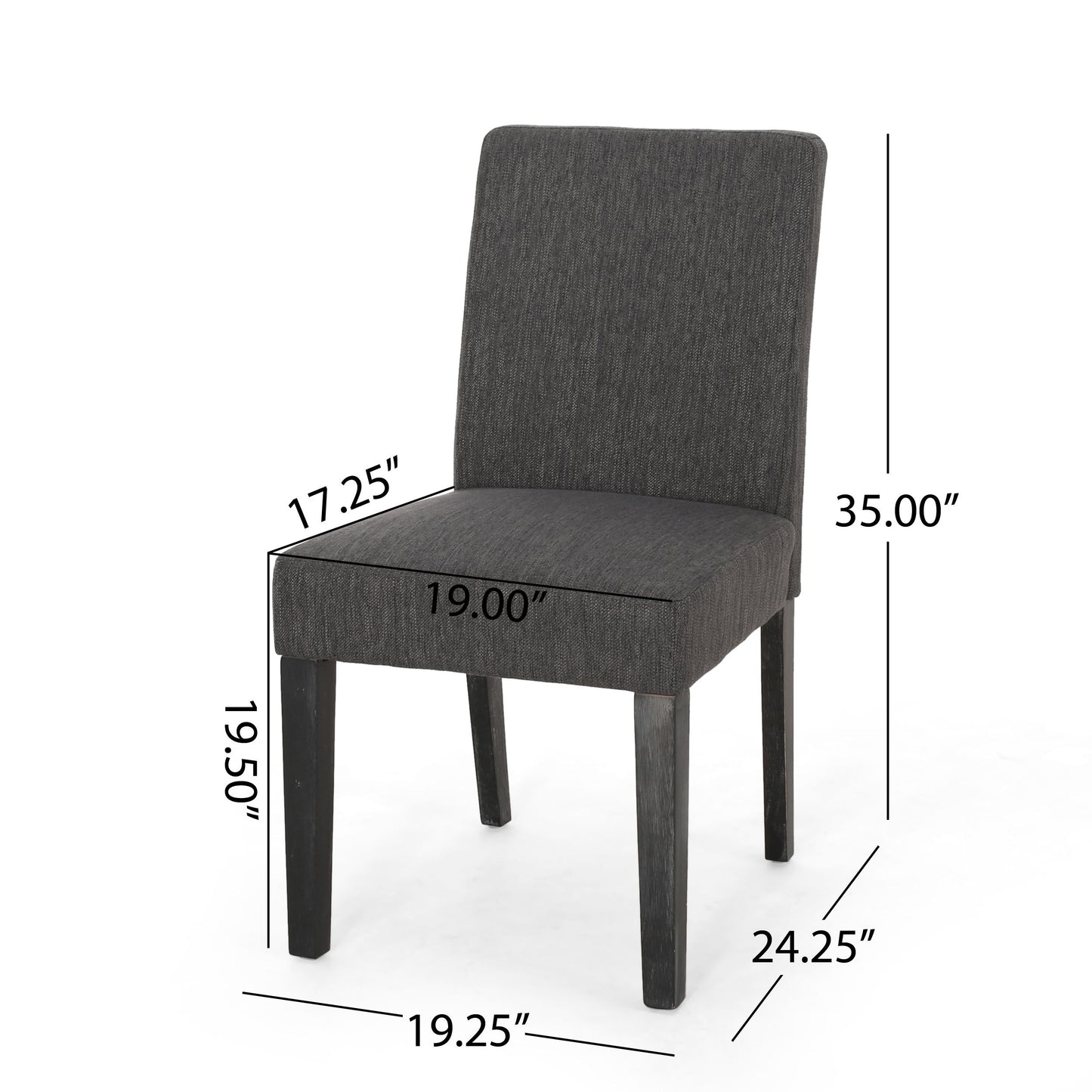 Contemporary Fabric Dining Chair With Upholstered Seating And Tapered Legs - Charcoal