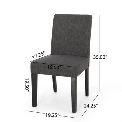 Contemporary Fabric Dining Chair With Upholstered Seating And Tapered Legs - Charcoal