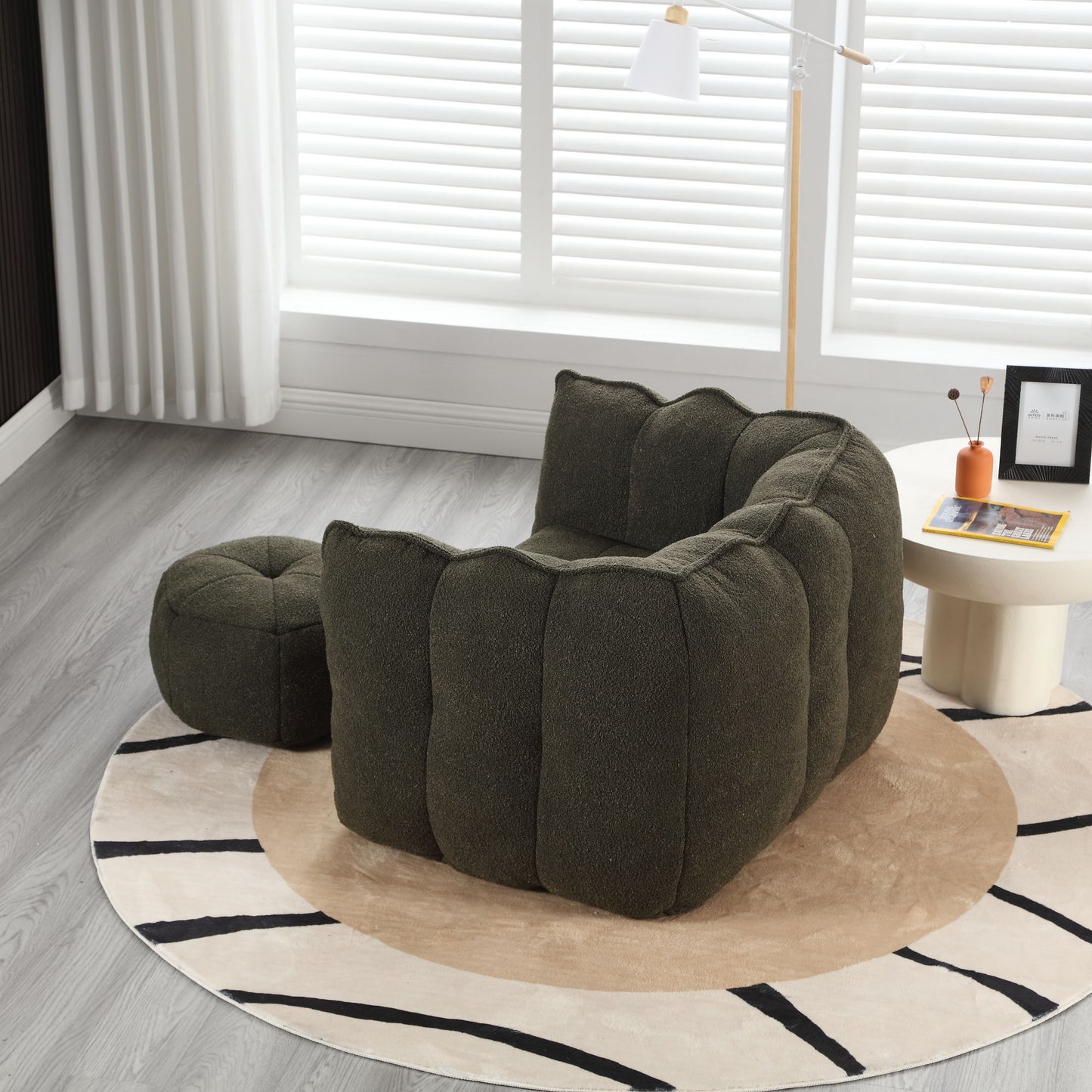 Soft Bean Bag Chair With High Resilient Foam (Chips) - Olive Green