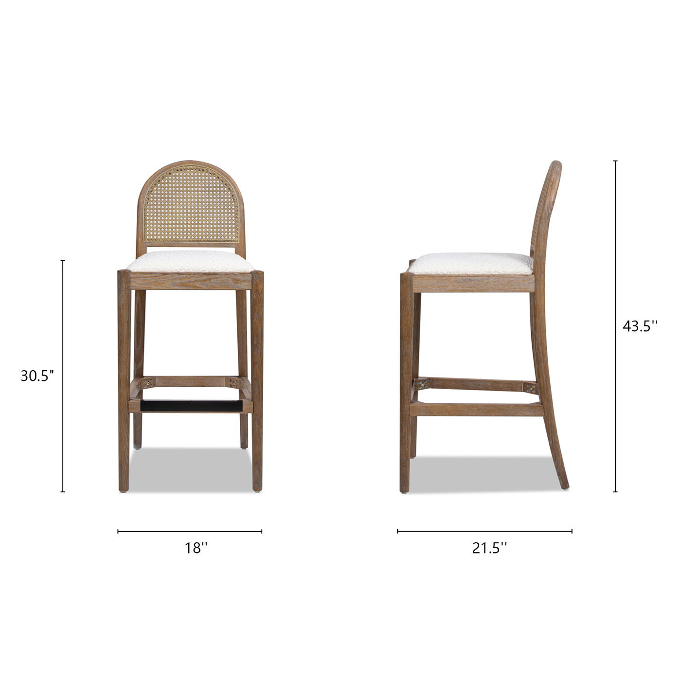Panama - Curved Back Cane Bar Stool (Set of 2) - Ivory White