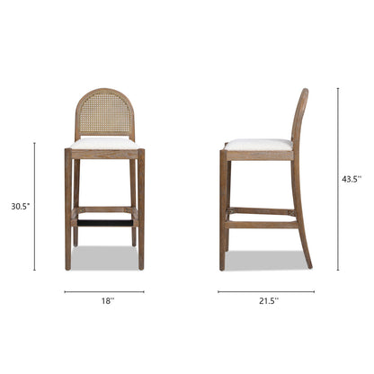 Panama - Curved Back Cane Bar Stool (Set of 2) - Ivory White