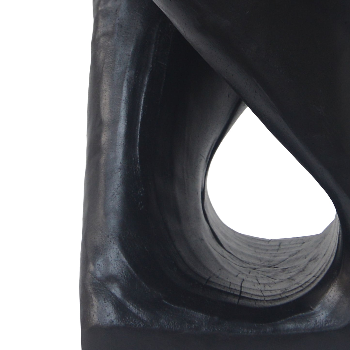 Mgo Twist Shape Side Table With Wood - Like Texture - Black