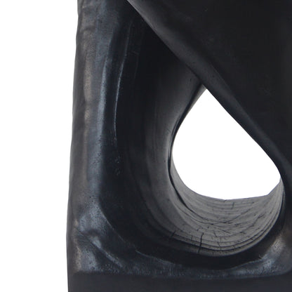 Mgo Twist Shape Side Table With Wood - Like Texture - Black