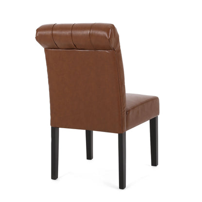 Broxton - Tuft Dining Rolltop Chair (Set of 2), Contemporary Design - Light Brown