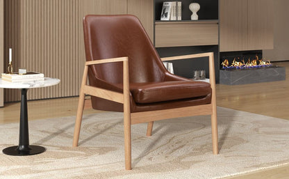Accent Chair, Mid-Century Modern Armchair With Solid Wood Frame, Reading Leisure Chair With High Back For Living Room - Brown