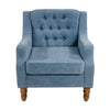Accent Chair, Living Room Chair, Footrest Chair Set With Vintage Brass Studs, Button Tufted Upholstered Armchair For Living Room, Comfy Reading Chair For Bedroom, Reception Room - Blue