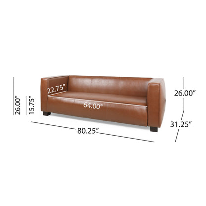 Contemporary 3 Seater Sofa With Tuxedo Design - Light Brown