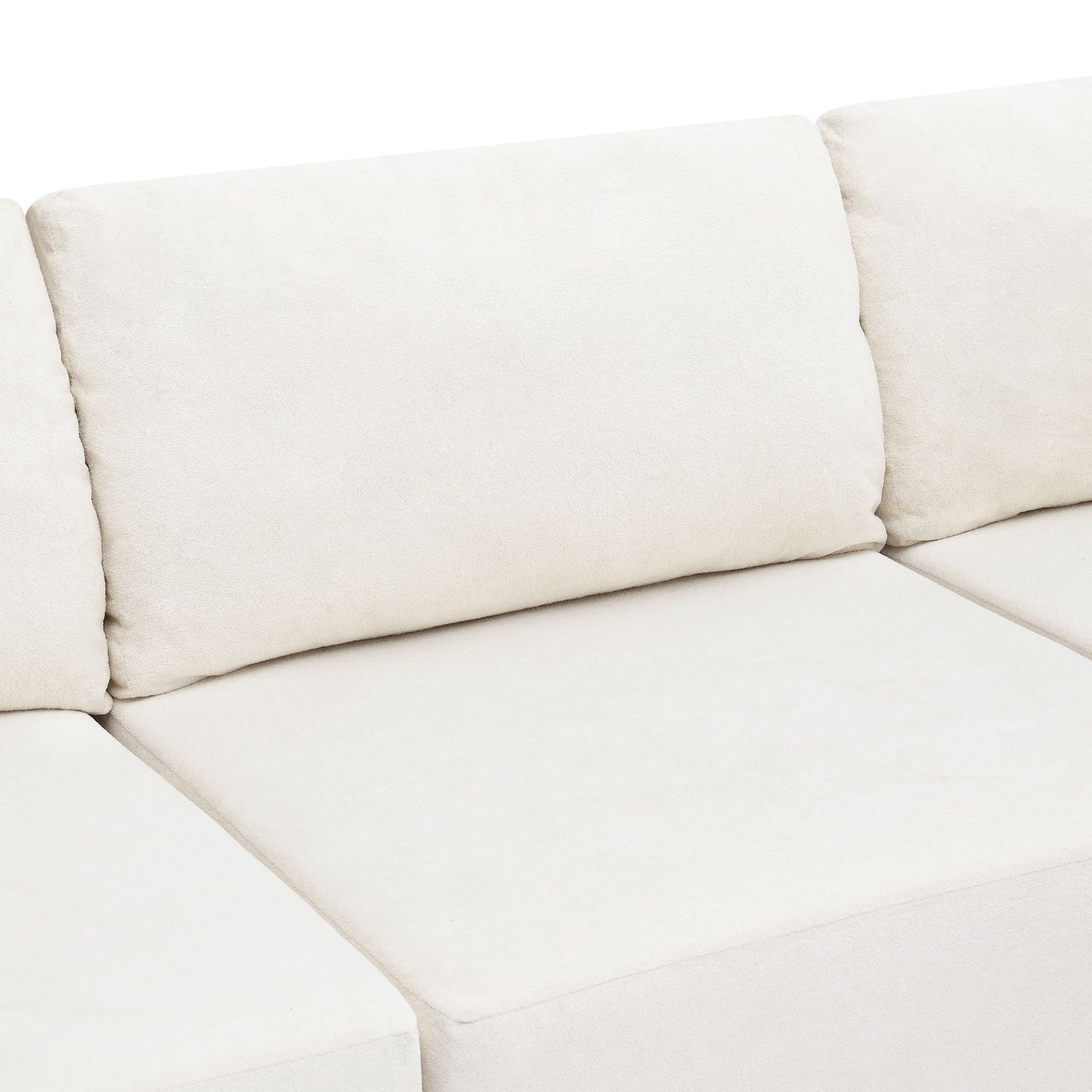 Modular Sectional With Wide Seat Free Combination L Shaped Couch Set Cloud Upholstered Minimalist Boneless Sofa - Beige