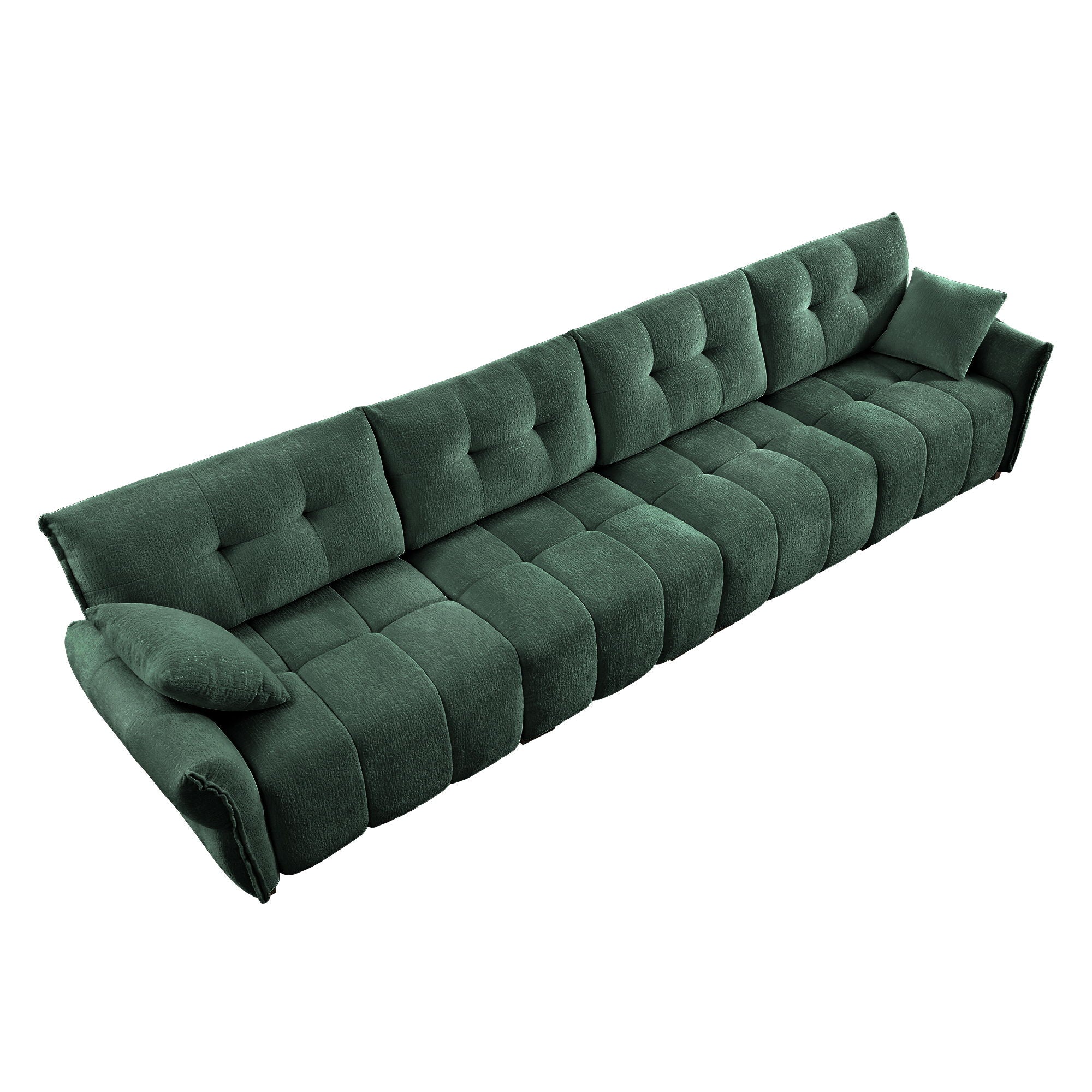 Modern 4 Seater Sofa With Solid Wood Frame, High Resilience Cushions - Premium Green