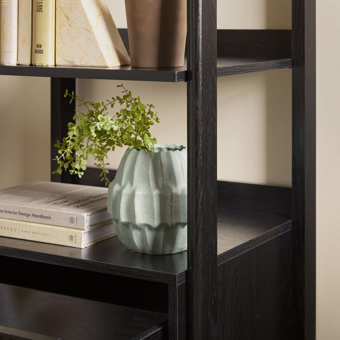 Transitional Narrow Bookshelf With Drawer On Bottom - Black