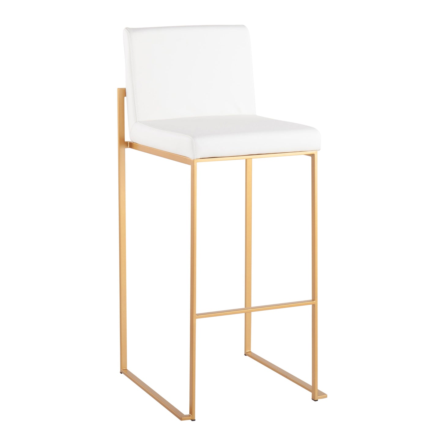 Fuji - Contemporary High Back Barstool (Set of 3) - Gold / White