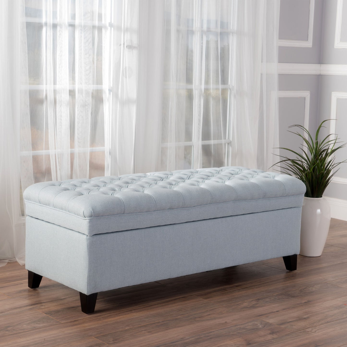 Juliana - Storage Ottoman With Fabric Upholstery - Light Blue