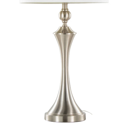 Flint - Contemporary Table Lamp Built In USB Port (Set of 2) - Nickel / White Slub