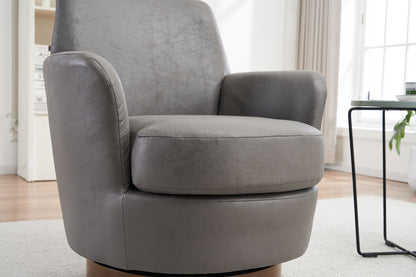 Swivel Barrel Chair, Swivel Accent Chairs Armchair For Living Room, Reading Chairs For Bedroom Comfy, Round Barrel Chairs With Gold Stainless Steel Base - Gray