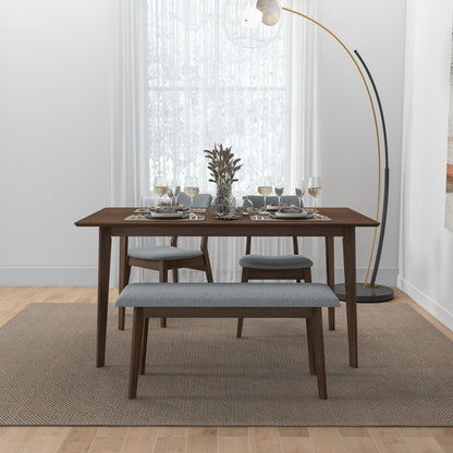 Carlos-Upholstered Solid Wood Bench - Gray