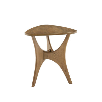 Triangle Wood Side Table With Unique Design - Light Brown