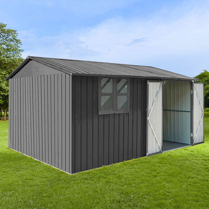 10'x12' Garden Sheds Outdoor Storage Sheds With Window - Gray