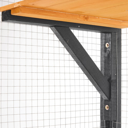 Outdoor Cat House, Diy Cat Enclosure With Double Enter Doors - Black Brown