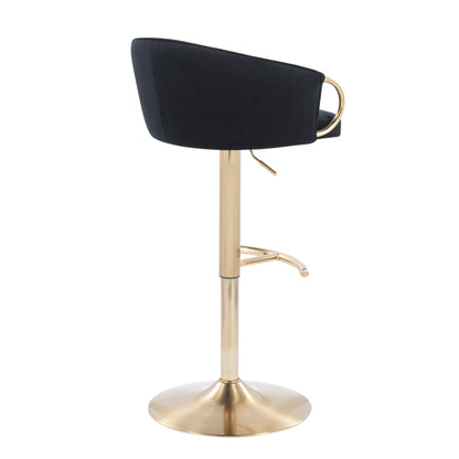 Claire - Contemporary / Glam Adjustable Bar Stool (Set of 2) - Gold / Black