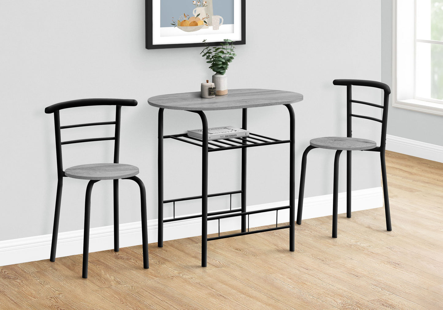 3 Pieces Dining Table Set, Small, Contemporary & Modern - Gray
