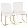 Fuji - Contemporary, High Back Dining Chair (Set of 2) - Gold / White