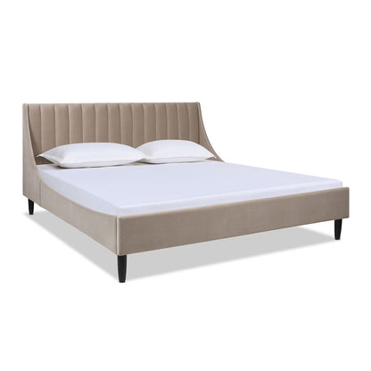 Aspen - King Vertical Tufted Headboard Platform Bed Set - Mink Beige