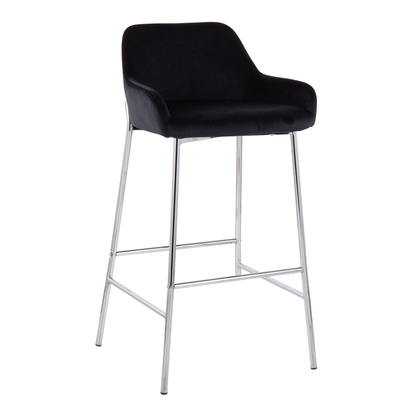 Daniella - Contemporary Fixed Height Bar Stool (Set of 2) - Chrome / Black