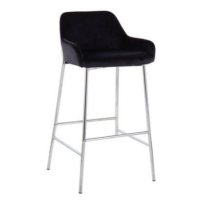Daniella - Contemporary Fixed Height Bar Stool (Set of 2) - Chrome / Black
