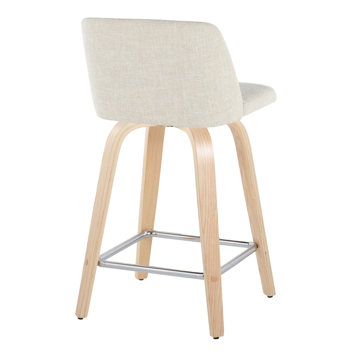 Toriano - Contemporary Fixed Height Counter Stool Swivel With Square Footrest (Set of 2) - Natural / Cream