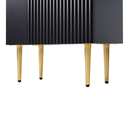 Bathroom Vanity, Combo Cabinet, Bathroom Storage Cabinet, Single Ceramic Sink, Left Side Storage - Black