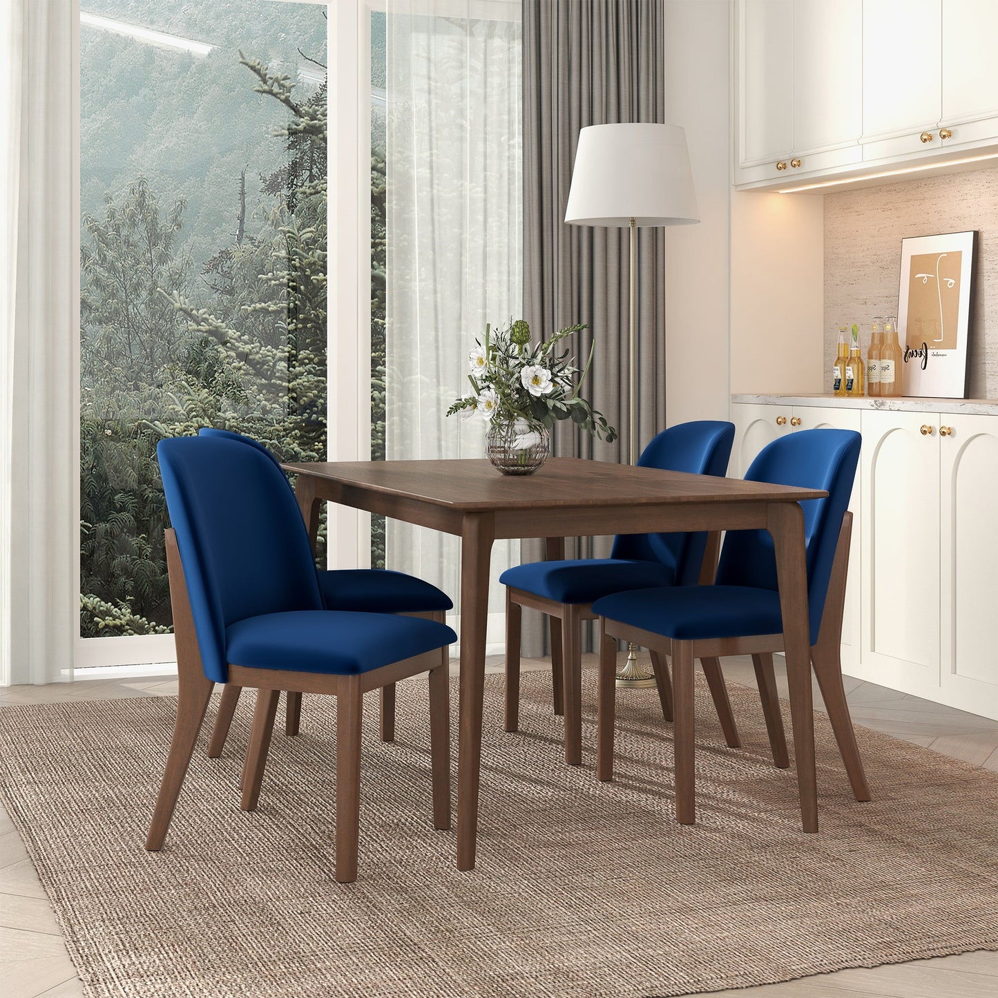 Kaitlyn - Dining Chair (Set of 2) - Brown / Navy Blue
