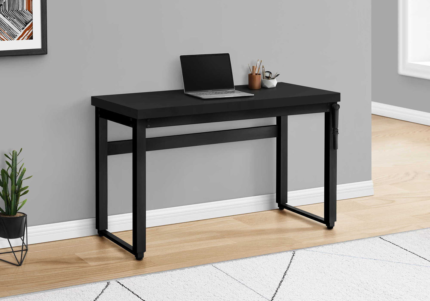 Computer Desk, Home Office, Standing, Adjustable, Laptop, Contemporary - Black