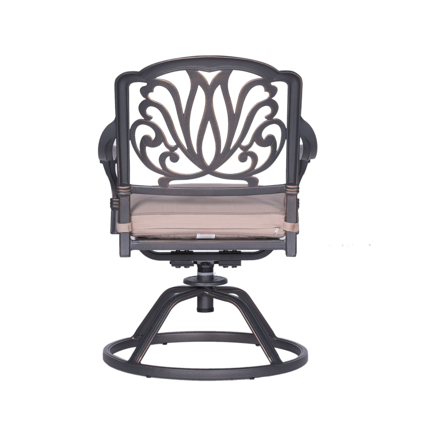 Patio Outdoor Aluminum Dining Swivel Rocker Chairs With Cushion (Set of 2) - Spectrum Sand