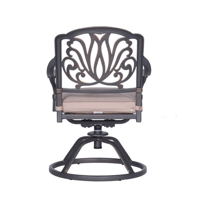 Patio Outdoor Aluminum Dining Swivel Rocker Chairs With Cushion (Set of 2) - Spectrum Sand