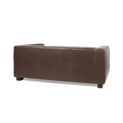 Contemporary 3 Seater Sofa With Tuxedo Design - Dark Brown