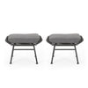 Outdoor Modern Boho Wicker Ottoman With Cushions (Set of 2) - Gray