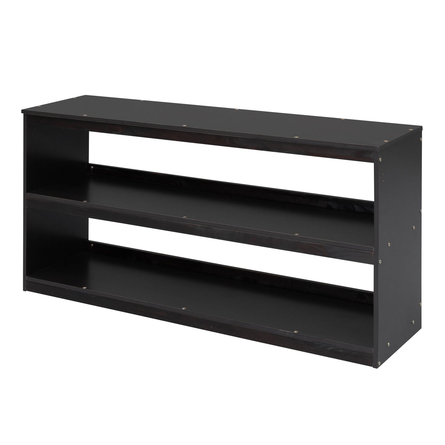 Full Size Loft Bed With Retractable Writing Desk And 3 Drawers With Storage Stairs And Shelves - Espresso
