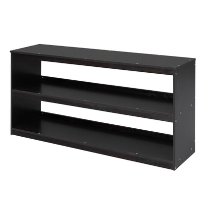 Full Size Loft Bed With Retractable Writing Desk And 3 Drawers With Storage Stairs And Shelves - Espresso