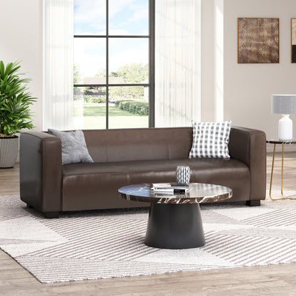 Contemporary 3 Seater Sofa With Tuxedo Design - Dark Brown