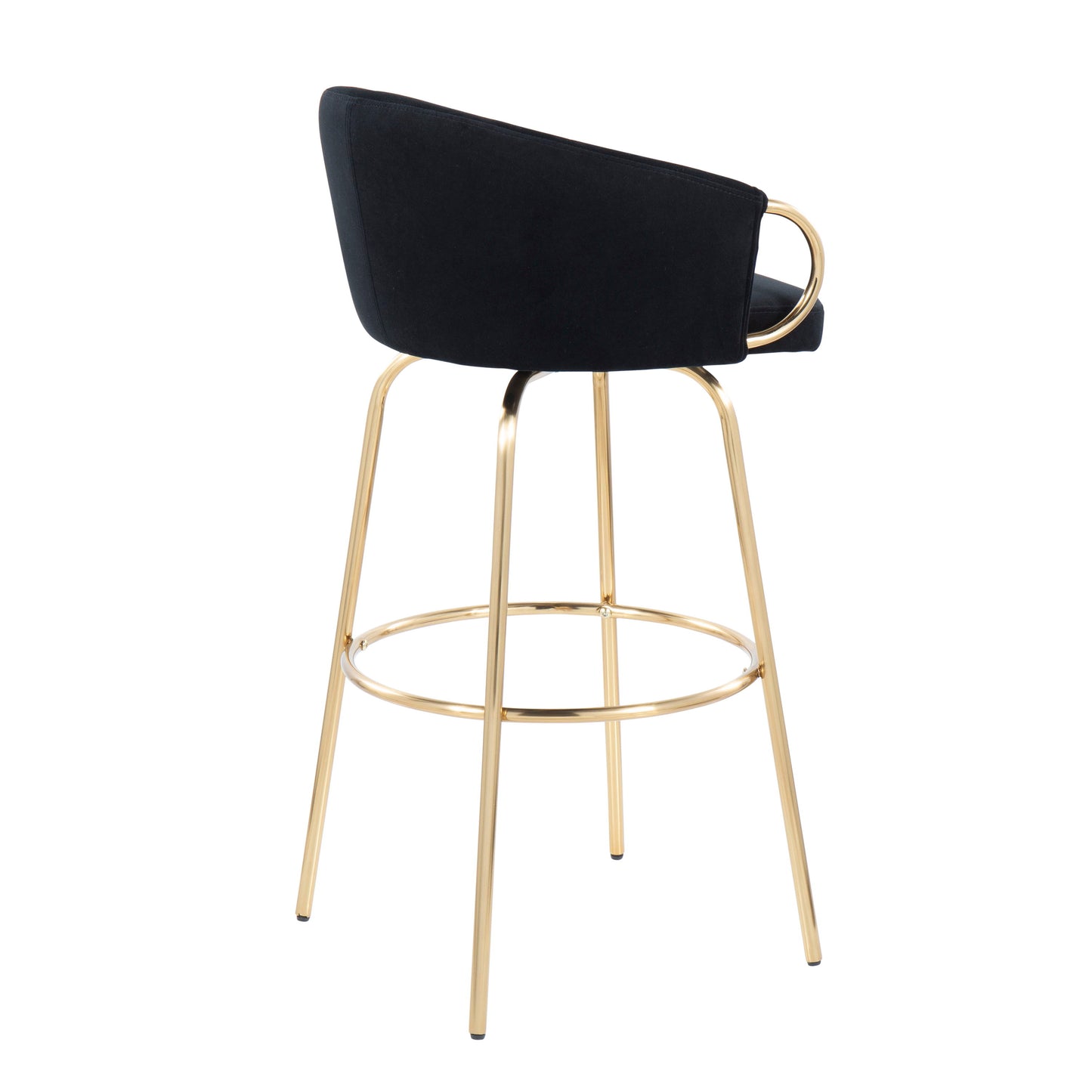 Claire - Contemporary / Glam Fixed Height Bar Stool With Round Footrest (Set of 2) - Black / Gold