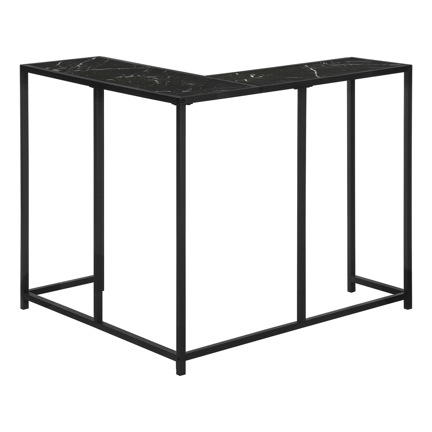 Corner Accent Console Table For Entryway, Marble Look Contemporary & Modern - Black