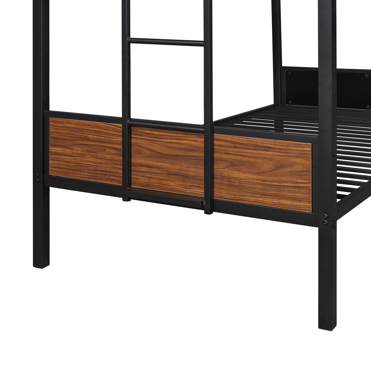 Twin Over Twin Bunk Bunk Bed With Safety Rail, Built In Ladder For Bedroom - Brown