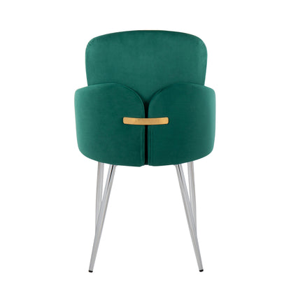 Dahlia - Contemporary Dining Chair (Set of 2) - Chrome / Green