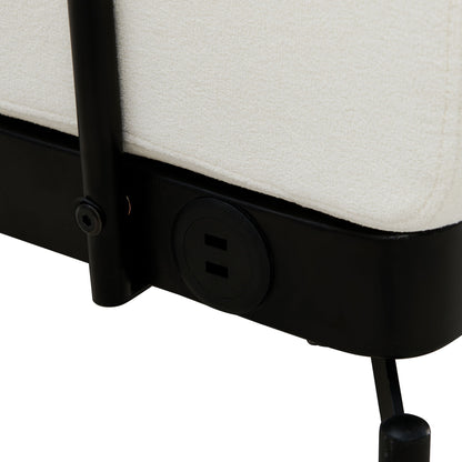 Modern Loveseat Sofa 59" Couch With Flexible USB Ports, Unique Cylindrical Armrests - Beige