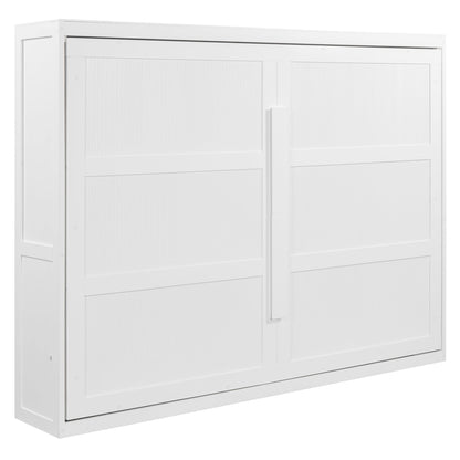 Queen Size Murphy Wall Bed Modern Design With LED Lights - White