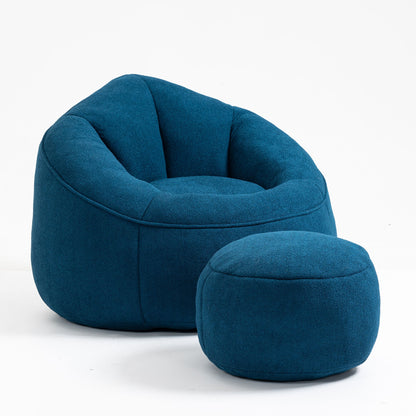 Bedding Bean Bag Sofa Chair High Pressure Foam Bean Bag Chair Adult Material With Padded Foam Padding Compressed Bean Bag With Footrest - Blue