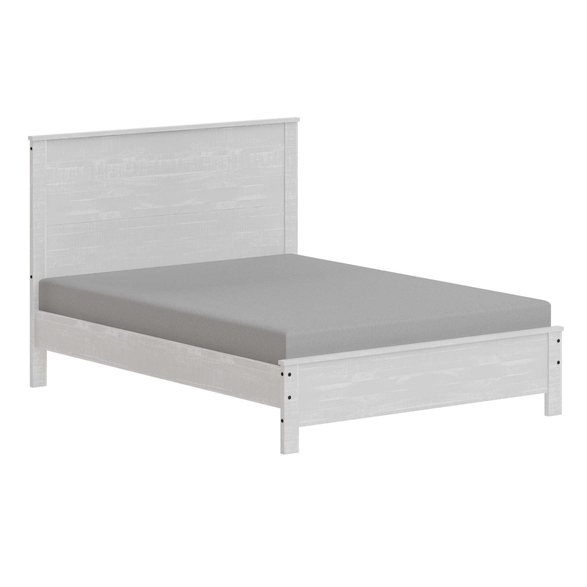 Albany - Queen Bed Frame With Headboard, Heavy Duty Modern Rustic Design - White